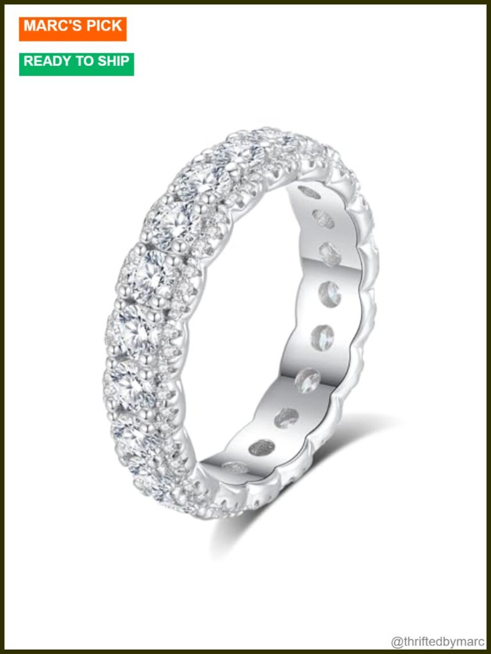 Moissanite Eternity Ring 2.604CTTW Round Cut VVS1 S925 Sterling Silver